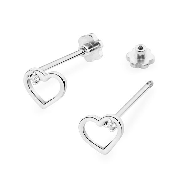 Kolczyki złote próby 0,585 k 0079z brylantami 2x0,05ct sztyft zakręcany