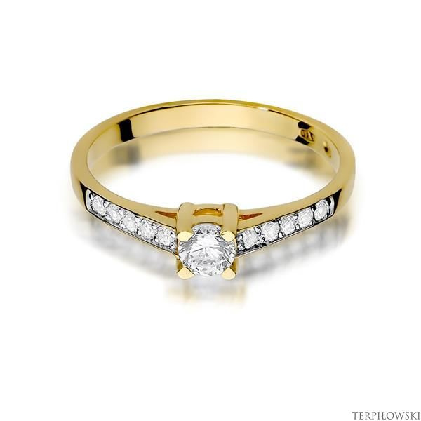 Pierścionek w żółtym złocie próby 585 model T-364 Brylanty 0,45