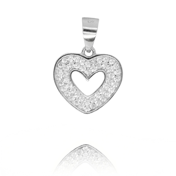 Zawieszka srebrna 925 Serce z cyrkoniami