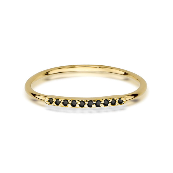 Pierścionek w żółtym złocie próby 585 model T-509 Czarne Brylanty 0,05ct