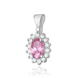 Zawieszka złota T-182 próby 0,585 z brylantem i  różowym topazem