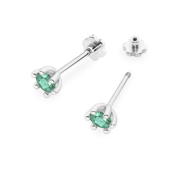 Kolczyki złote T 0222 próby 585 Szmaragd 2 x 0,30ct