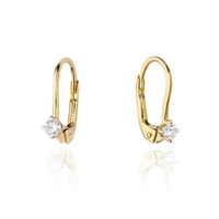 Kolczyki złote próby 0,585 z brylantami 0,20ct, 2 x 0,10ct