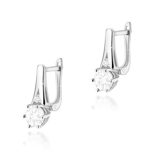 Kolczyki złote T-0572 próby 0,585 z brylantami i białymi szafirami 2x0,60ct