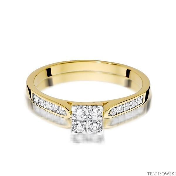 Pierścionek w żółtym złocie próby 585 model T-402 Brylanty 0,17