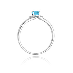 Pierścionek w białym złocie próby 585 model T-68 topaz 0,50ct i brylanty 0,03