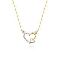 Naszyjnik Celebrytka dwa serduszka z brylantami CT-3 0,03ct