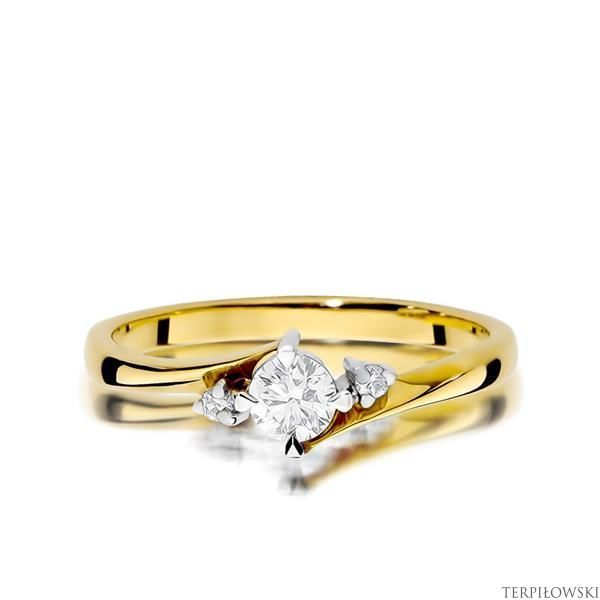 Pierścionek w żółtym złocie próby 585 model T-346B Brylanty 0,27