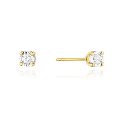 Kolczyki złote próby 0,585 z brylantami 0,08ct