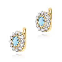 Kolczyki złote kwiaty próby 0,585 z topazem i brylantami to-354 topaz 2x0,50ct