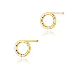 Kolczyki złote próby 0,585 k 0082 z brylantami 2x 0,05ct sztyft zakręcany