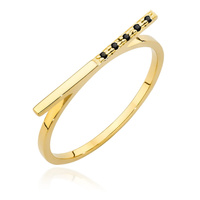 Pierścionek z żółtego złota z czarnymi   T-537 0,025ct