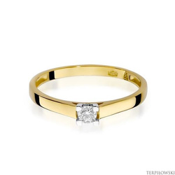 Pierścionek w żółtym złocie próby 585 model T-221 Brylanty 0,12