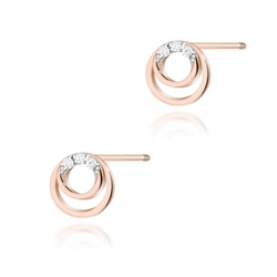 Kolczyki złote próby 0,585 k 0078 z brylantami 0,03ct sztyft zakręcany