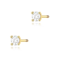 Kolczyki złote próby 0,585 k 0066 z brylantami 0,04ct sztyft zakręcany