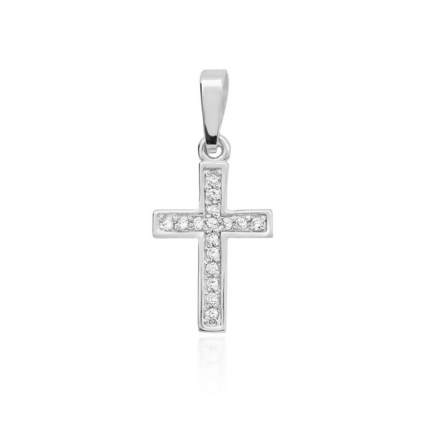 Zawieszka złota próby 0,585 z brylantami krzyżyk tk-42 0,08ct