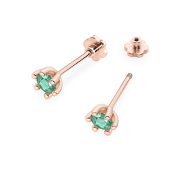 Kolczyki złote T 0222 próby 585 Szmaragd 2 x 0,30ct