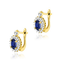 Kolczyki złote T-312 próby 0,585 z brylantami i szaframi 2x0,70ct