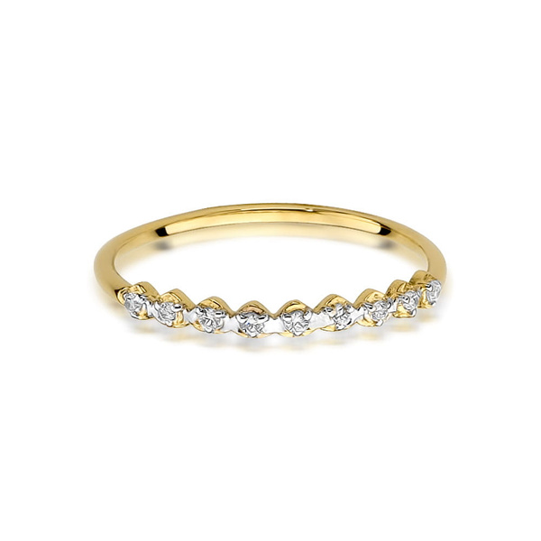 Pierścionek w żółtym złocie próby 585 model T-504Brylanty 0,05ct