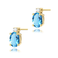 Kolczyki złote T-0001 próby 0,585 z brylantami i topazami 2x0,50ct sztyft zakręcany