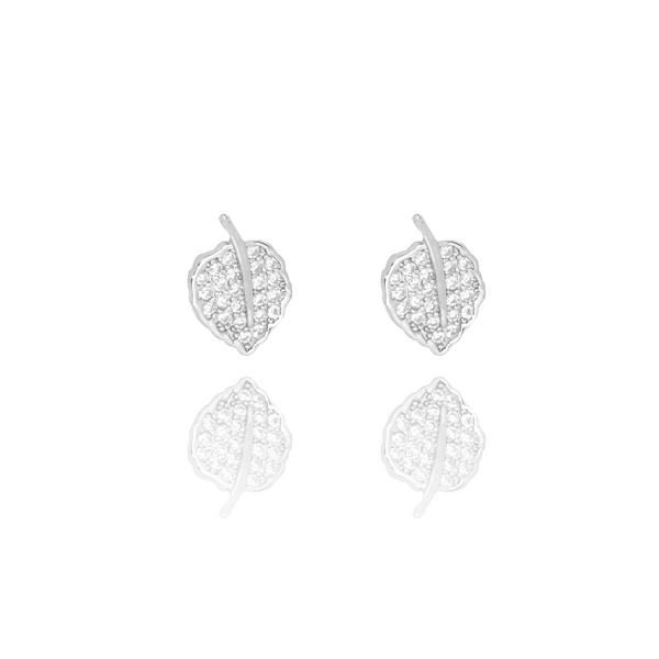 Kolczyki srebrne 925 z cyrkoniami Listeczki