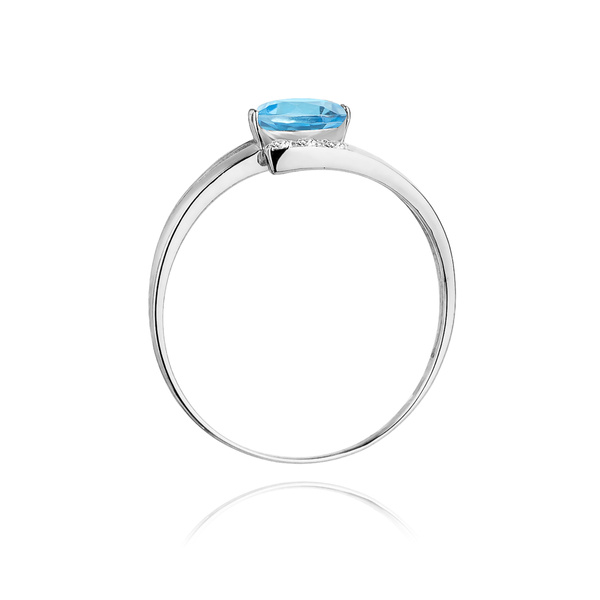 Pierścionek w białym złocie próby 585 model T-119 topaz 0,50ct i brylanty 0,05