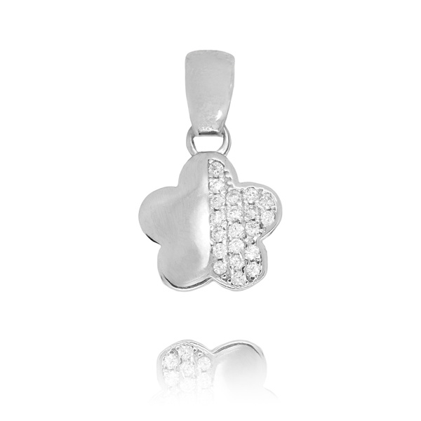 Zawieszka srebrna 925 Koniczyna z cyrkoniami 