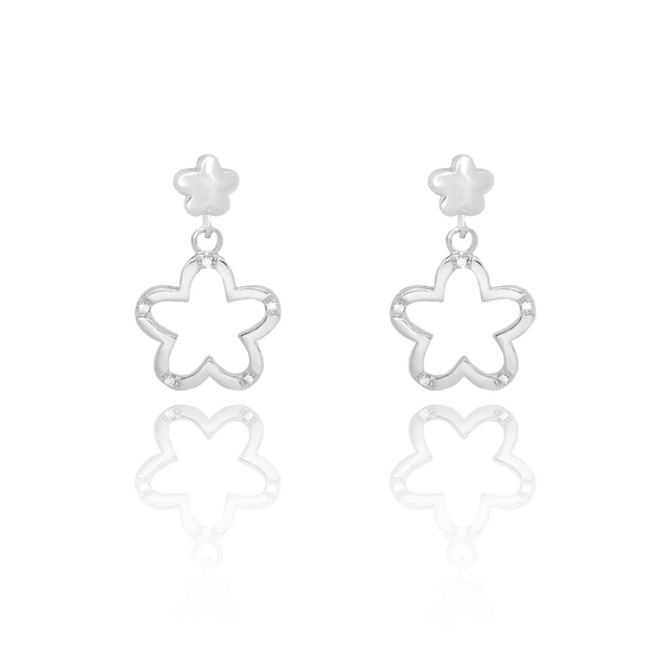 Kolczyki srebrne 925 z cyrkoniami wiszące Koniczyny