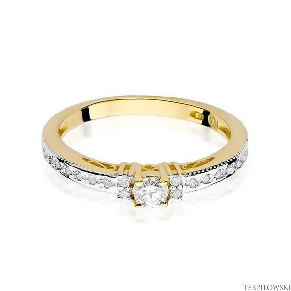 Pierścionek w żółtym złocie próby 585 model T-201 Brylanty 0,23