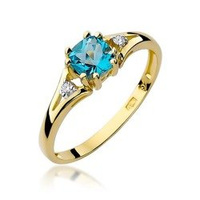 Pierścionek w żółtym złocie próby 585 model T-44 topaz 0,7ct i brylanty 0,03