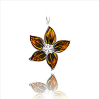 Zawieszka srebrna 925 z bursztynem Kwiat