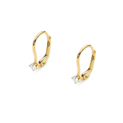 Kolczyki złote próby 0,585 z brylantami 0,14ct  2 x 0,07ct