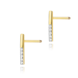 Kolczyki złote próby 0,585 k 0077 z brylantami sztyft zakręcany