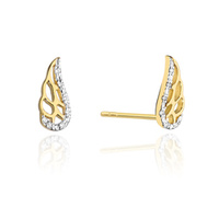 Kolczyki złote skrzydła T 043 próby 0,585 z brylantami 0.06ct T 043