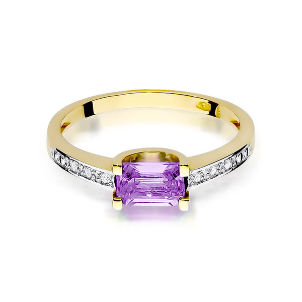 Pierścionek w żółtym złocie próby 585 model T-0105 ametyst 0,60ct 