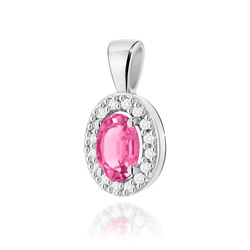 Zawieszka złota T-0574 próby 0,585 z brylantem i różowym topazem 0,50ct