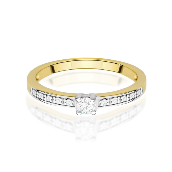 Pierścionek z żółtego złota Diament Laboratoryjny  T-0288   0,13CT