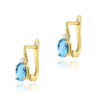 Kolczyki złote T-0011 próby 0,585 z brylantami i topazami