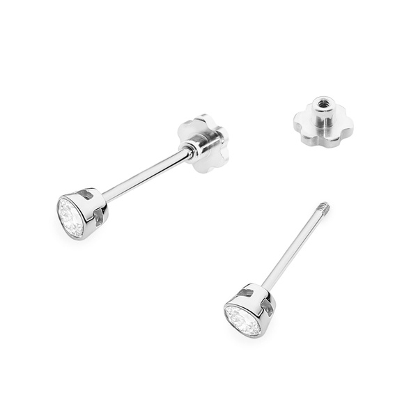 Kolczyki złote próby 0,585 k 0067 z brylantami 2x0,10ct sztyft zakręcany