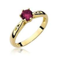 Pierścionek w żółtym złocie próby 585 model T-74 rubin 0,60ct i brylanty
