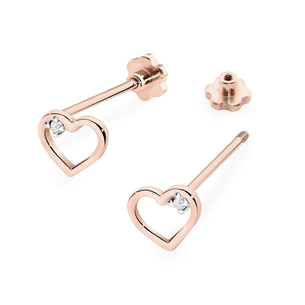 Kolczyki złote próby 0,585 k 0079z brylantami 2x0,05ct sztyft zakręcany