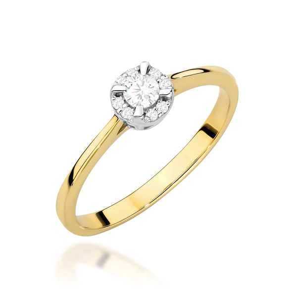 Pierścionek złoty z żółtego złota próby 0,585 z brylantami T -0560 0,14ct