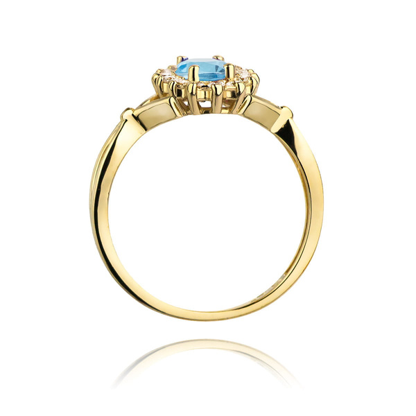 Pierścionek w żółtym złocie próby 585 model T-182 topaz 0,90ct i brylanty 0,28