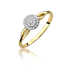 Pierścionek z żółtego złota z brylantem  T-421 0,12CT
