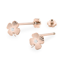 Kolczyki złote próby 0,585 k 0073 z brylantami 2x0,005ct sztyft zakręcany