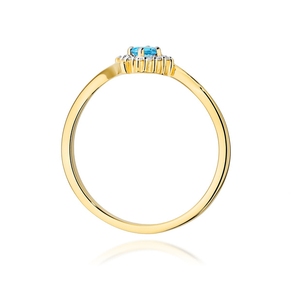 Pierścionek w żółtym złocie próby 585 model T-0702 topaz swiss  0,15ct 