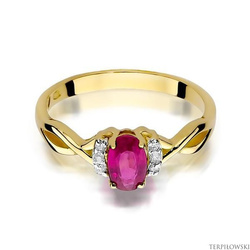 Pierścionek w żółtym złocie próby 585 model T-19 rubin 0,60ct i brylanty 