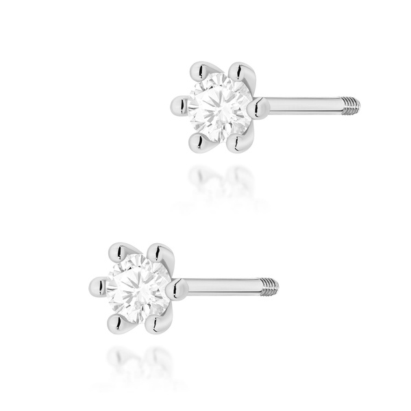 Kolczyki złote próby 0,585 k 0222 z brylantami  2x0,08ct sztyft zakręcany