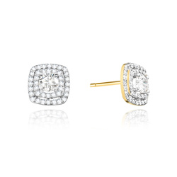 Kolczyki złote próby 0,585 z brylantami 0,60ct (2x0,30ct)
