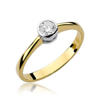 Pierścionek w żółtym złocie próby 585 model T-224b Brylanty 0,25